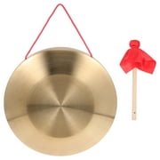 1 Set of Traditional Percussion Instrument Chinese Gong Hand Gong with Hammer (Golden)